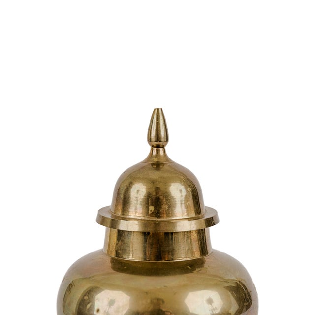 Brass Vintage Pair of Brass Ginger Jars Mid-Century Modern Hollywood Regency For Sale - Image 8 of 9