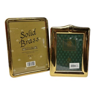 Pair Vintage Brass Table Top Picture Frames For Sale