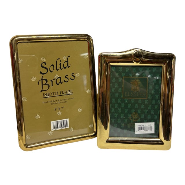Pair Vintage Brass Table Top Picture Frames For Sale
