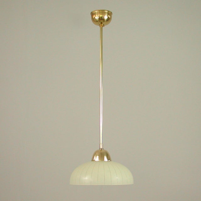 Swedish Striped Glass and Brass Pendants, 1950s, Set of 2 For Sale - Image 4 of 16