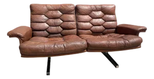 DS35 2-Seater Loveseat Sofa in Leather attributed to Robert Haussman for de Sede