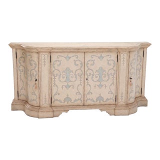 Theodre Alexander Venetion Style Painted Sideboard or Credenza Done in Cream and Blue. For Sale