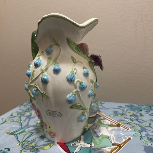 Ceramic Vintage Fitz & Floyd "Wildflowers" Iris & Daffodil Pitcher For Sale - Image 7 of 11