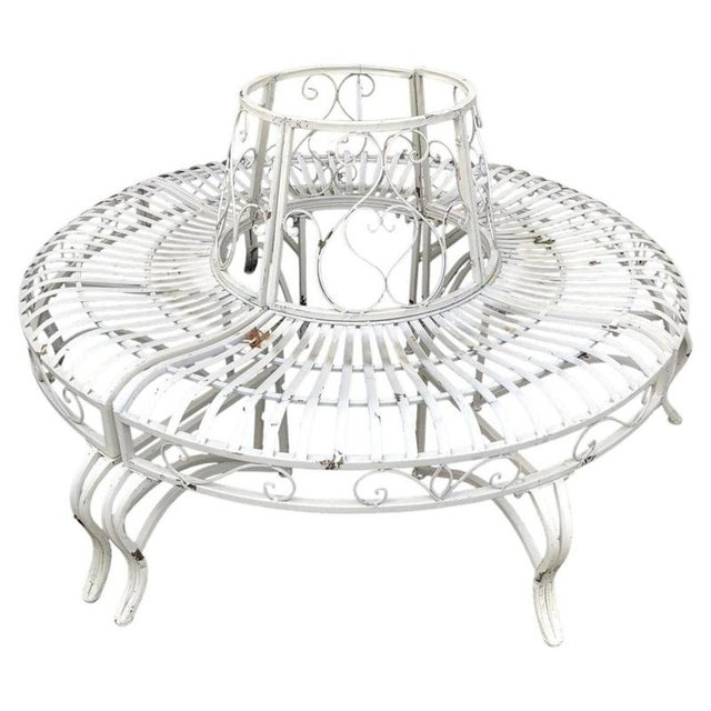Circular White Steel Tree Bench Garden Seat For Sale - Image 12 of 12