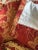 Textile Custom Made Designer Red Linen Gold Gold Damask Pinch Pleat Drapery Panels 68 X 94 Pair New For Sale - Image 7 of 7