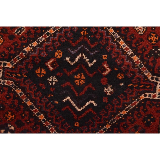 Shiraz Runner 3’4” X 9’7” Red Wool Vintage Tribal Hand-Knotted Oriental Rug For Sale - Image 4 of 14