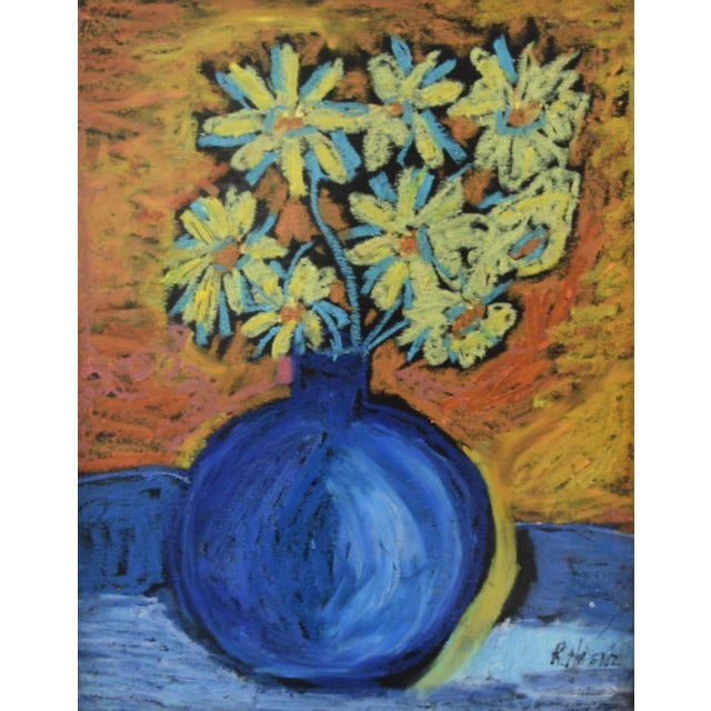 Abstract Impressionist Floral Bouquet Painting by Ruth Arenz Including the Antiqued Gold Wood Frame For Sale - Image 3 of 5