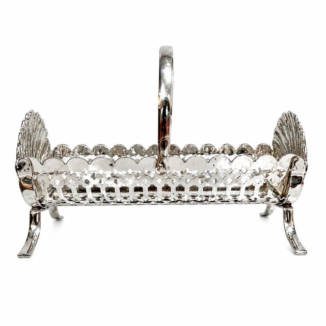 Vintage English Style Silver Plate Shell Motif Biscuit Tray For Sale - Image 4 of 8