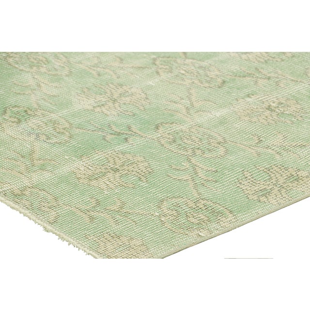 Vintage Zeki Müren Runner Rug in Green With Floral Pattern, From Rug & Kilim For Sale In New York - Image 6 of 7