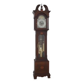 Howard Miller Inlaid Mahogany Grandfather Clock For Sale