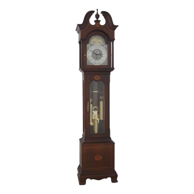 Howard Miller Inlaid Mahogany Grandfather Clock For Sale