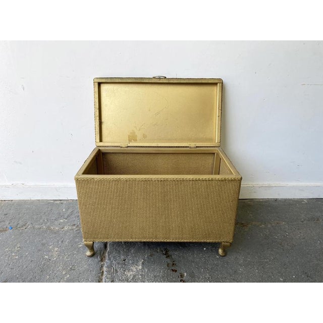 Gold Vintage Blanket Box or Ottoman from Lloyd Loom, 1950s For Sale - Image 8 of 11