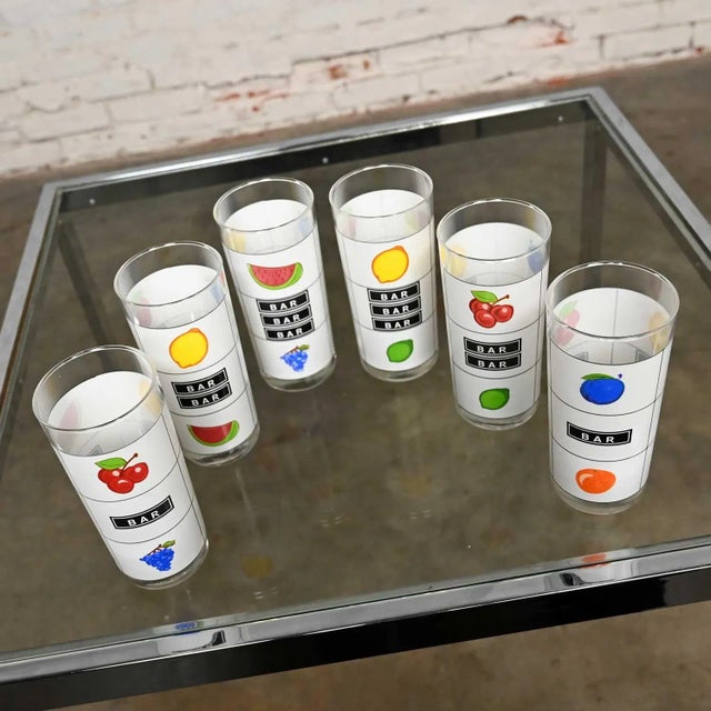Late 20th Century Late 20th Century Casino Slot Machine Highball Cocktail Glasses Set of 6 For Sale - Image 5 of 13