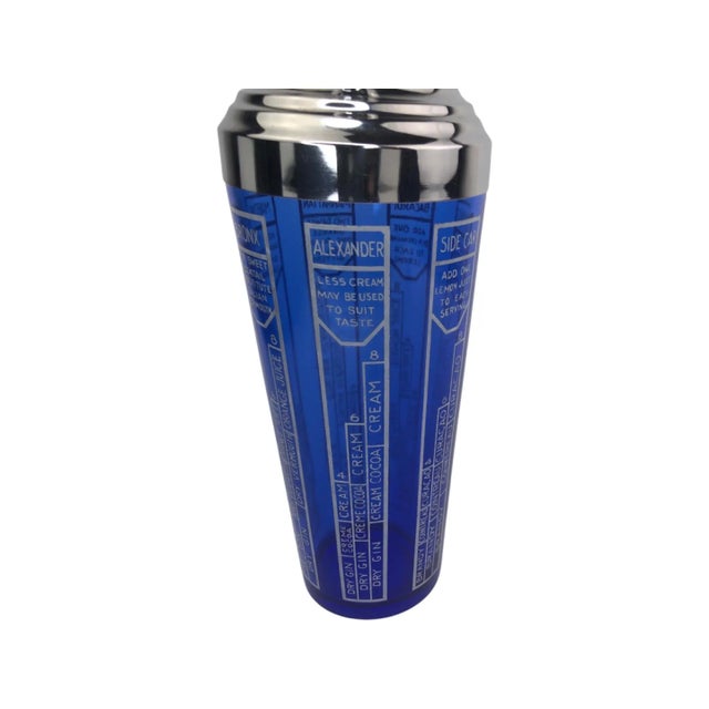 Art Deco Art Deco Cobalt Blue Cocktail Shaker With Classic Recipes For Sale - Image 3 of 8