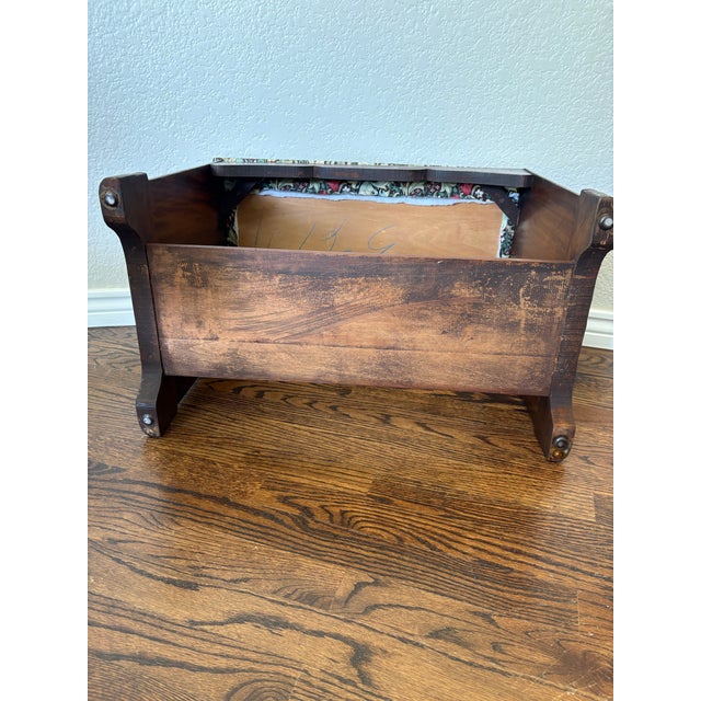 Art Deco Art Deco Wood Vanity Bench With William Morris Golden Lily Upholstery For Sale - Image 3 of 12