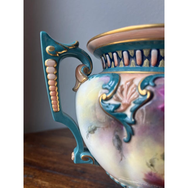 Royal Worcester 1905 Royal Worcester Hadley Ware Rose Vase For Sale - Image 4 of 12