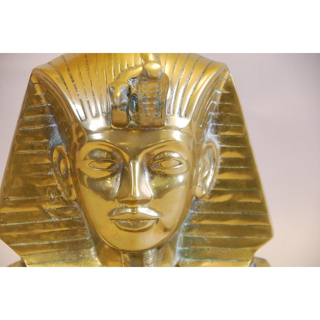Vintage Regency Style Pharaoh Tutankhamun Lamp in Brass For Sale - Image 6 of 11