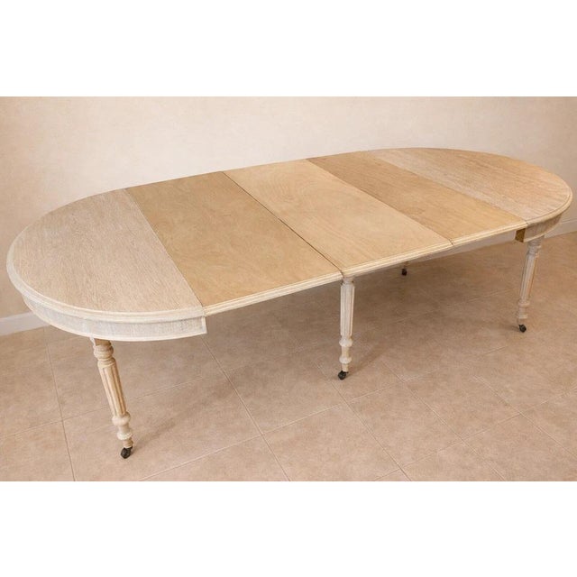 Large Louis Philippe Extendable Table in Whitewashed Oak For Sale - Image 4 of 5