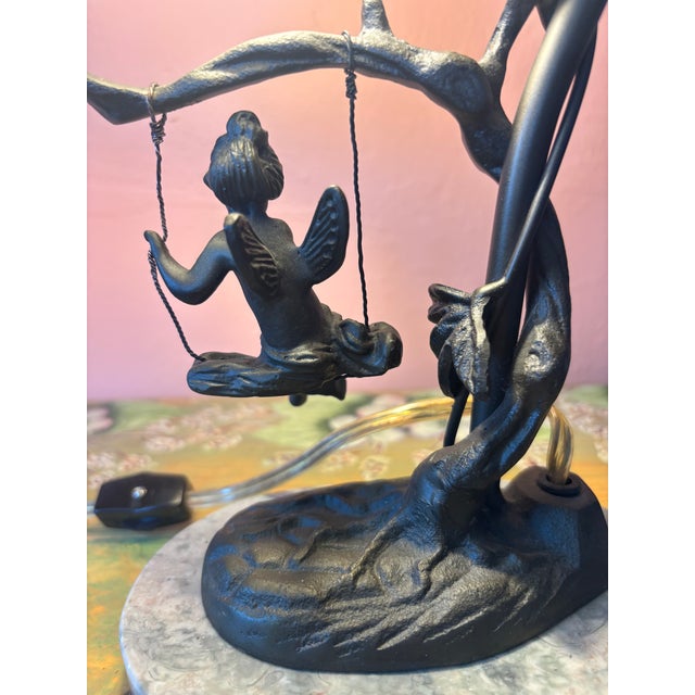 1930s Art Nouveau Cast Bronze Fairy on Swing Ivy Andrea Sadek For Sale - Image 4 of 6