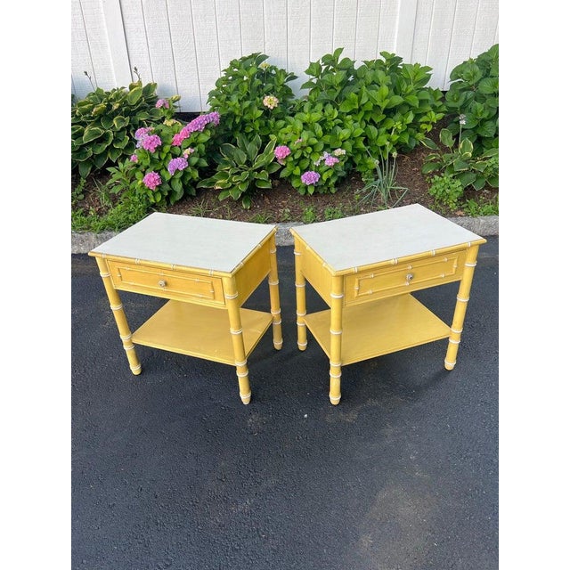 Thomasville Pair of Faux Bamboo Thomasville Allegro Nightstands or Side Tables For Sale - Image 4 of 18