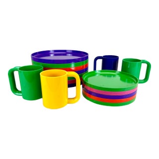 Vintage 1980’s Plastic Serverware Dishes Mugs by Massimo Vignelli for Heller For Sale