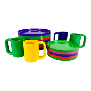 Vintage 1980’s Plastic Serverware Dishes Mugs by Massimo Vignelli for Heller