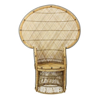 Large Boho Peacock Emanuelle Chair in Rattan, 1960s For Sale