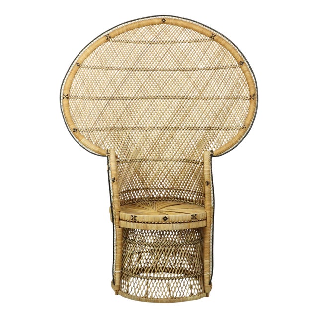 Large Boho Peacock Emanuelle Chair in Rattan, 1960s For Sale
