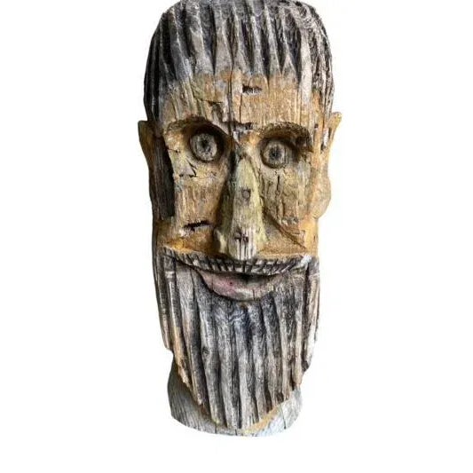 Wood Early 20th Century Folk Art Beehive Tree Trunk Head For Sale - Image 7 of 7