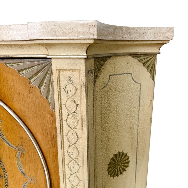 Cream Late 20th Century Italian Neoclassical Style Hand-Painted Console Cabinet or Commode For Sale - Image 8 of 15
