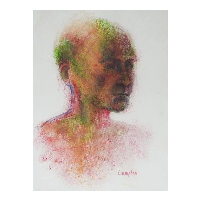 Early 21st Century Impressionist Watercolor Portrait Painting of Man For Sale