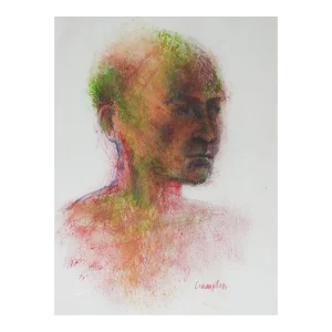 Early 21st Century Impressionist Watercolor Portrait Painting of Man