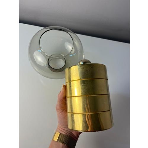 Brass and Smoked Glass Candlestick from Föhl For Sale - Image 6 of 11