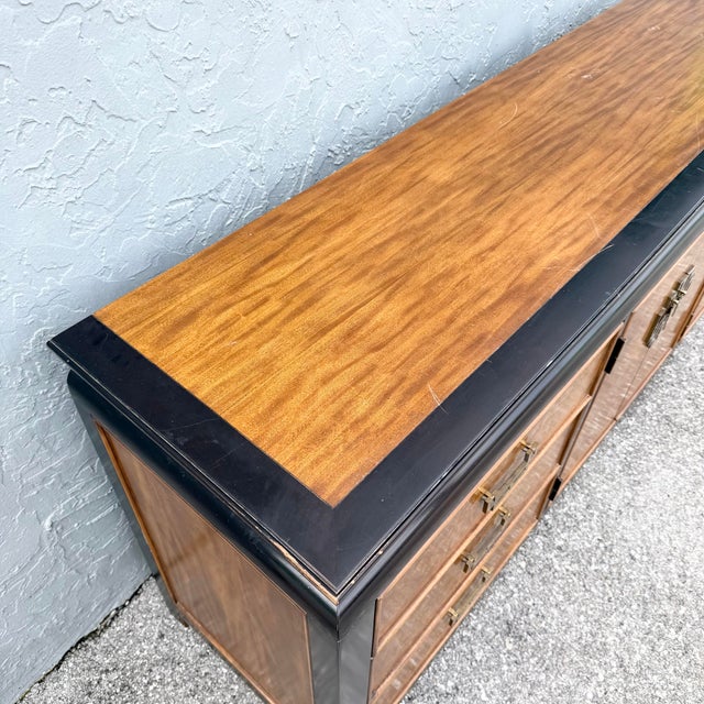 Chinoiserie Vintage Chinoiserie Black and Burlwood Dresser by Centruy Furniture For Sale - Image 3 of 8