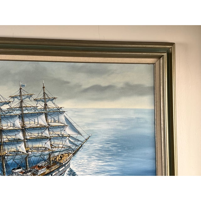 Late 20th Century “Barque Archibald Russell 1905” Oil on Canvas Painting by John Richard Perry Me 1984 Signed Lower Right For Sale - Image 5 of 10
