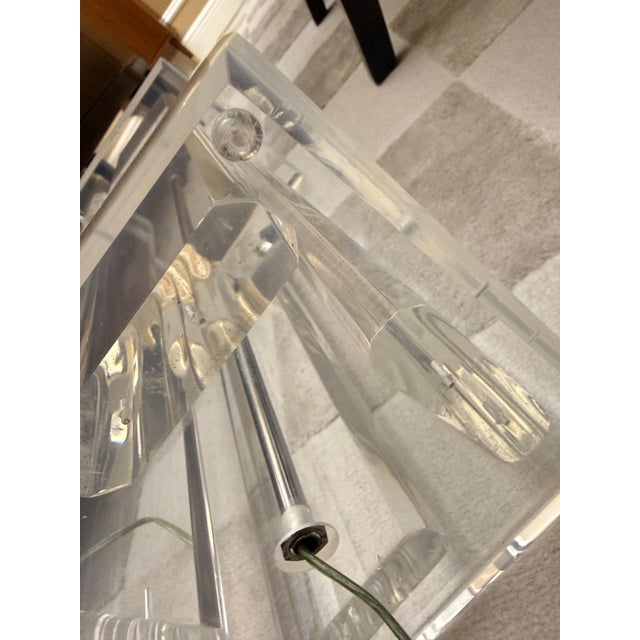 1970s Monumental "Four-Column" Lucite Table Lamp For Sale - Image 11 of 12