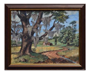 Joseph Yeager Farmhouse Road Landscape Circa 1940-1960