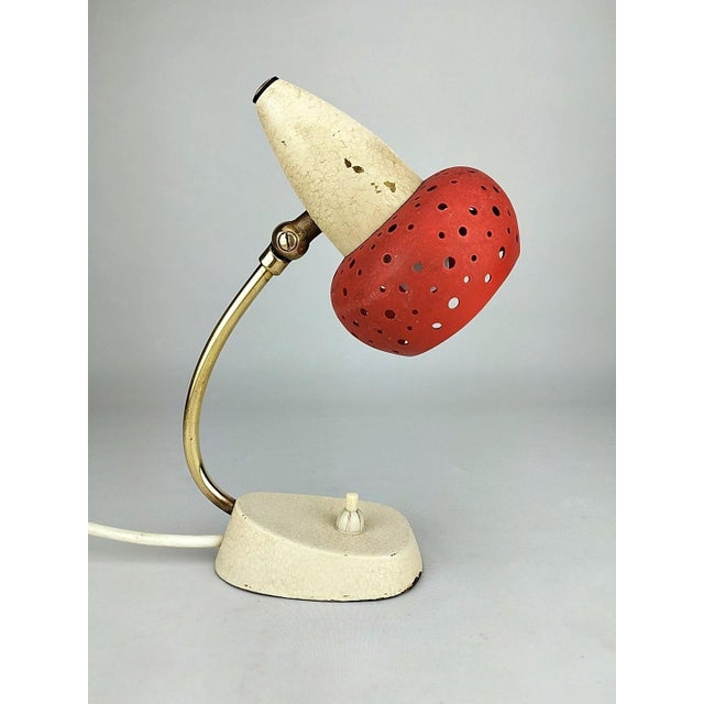 Mid-Century Table Lamp with Perforated Shade, 1950s, in Good conditions. Designed 1950 to 1959 European Plug (up to...