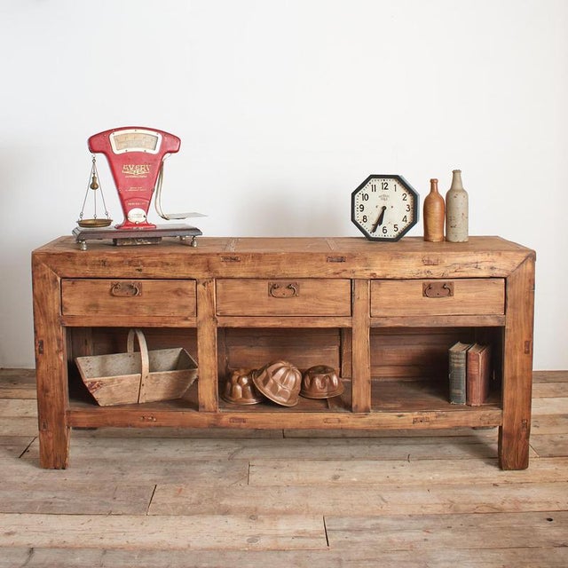 Antique Rustic Elm Haberdashery Kitchen Island Sideboard For Sale - Image 13 of 14