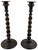 12.5” Antique English Oak Barley Twist Candlesticks With Brass Inserts - Pair For Sale - Image 13 of 14