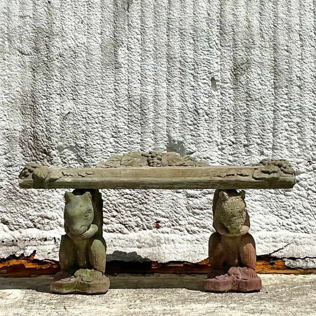 Vintage Boho Patinated Squirrel Bench For Sale In West Palm - Image 6 of 7