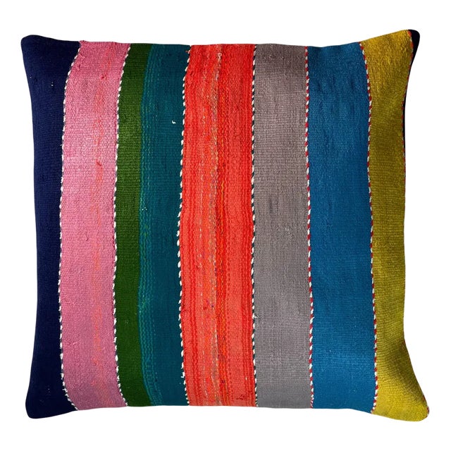 Vintage Turkish Boho Kilim Tapis Pillow Cover For Sale