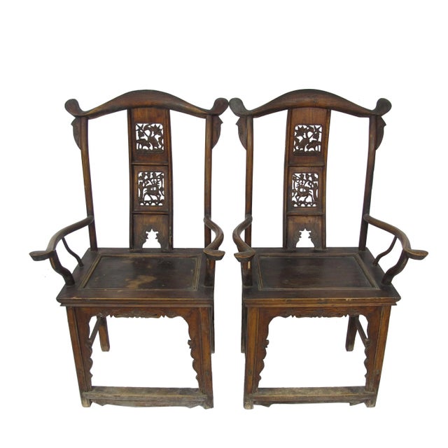 Antique Chinese High York Back Armchairs - a Pair For Sale - Image 4 of 13