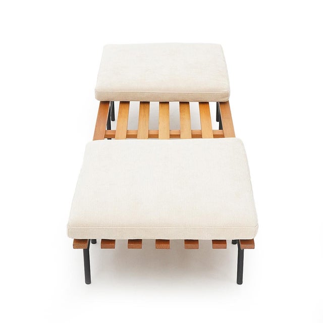 Bench with Wooden Slats and Cushions, 1960s For Sale - Image 4 of 15