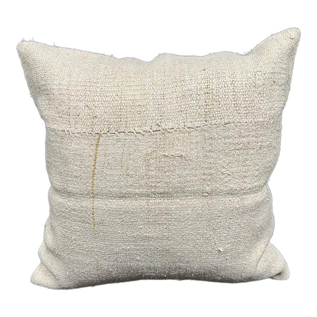 Turkish Hemp Pillow Cushion Natural Beige Pillow Cushion Cover 24"x24" For Sale