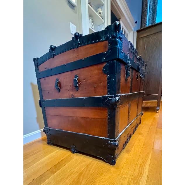 Late 19th Century 19th Century Antique E.J. Jones New York Dome Top Steamer Trunk For Sale - Image 5 of 10