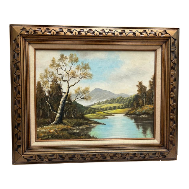 Midcentury Original Landscape Painting For Sale