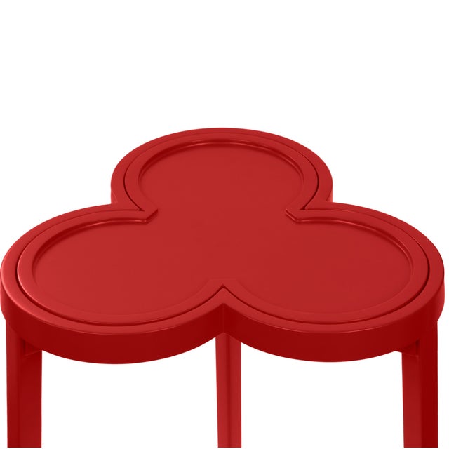 Contemporary Matthew Izzo Home Dylan Matte Red Lacquer Flip Top Clover Shaped Drinks Table For Sale - Image 3 of 7
