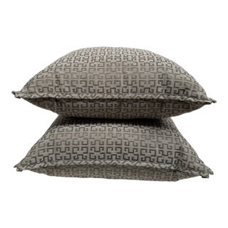 Pair of Geometer Print Down Pillows For Sale