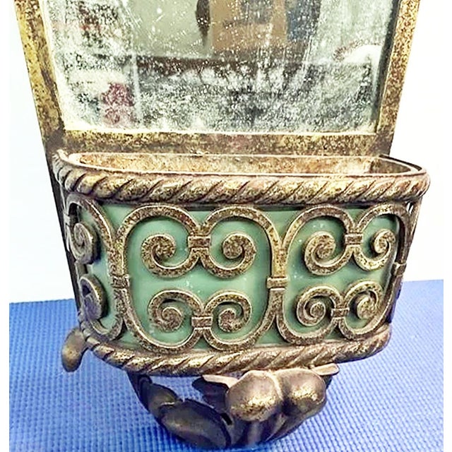 Green 1950s French Country Style Iron Mirror Planter For Sale - Image 8 of 10